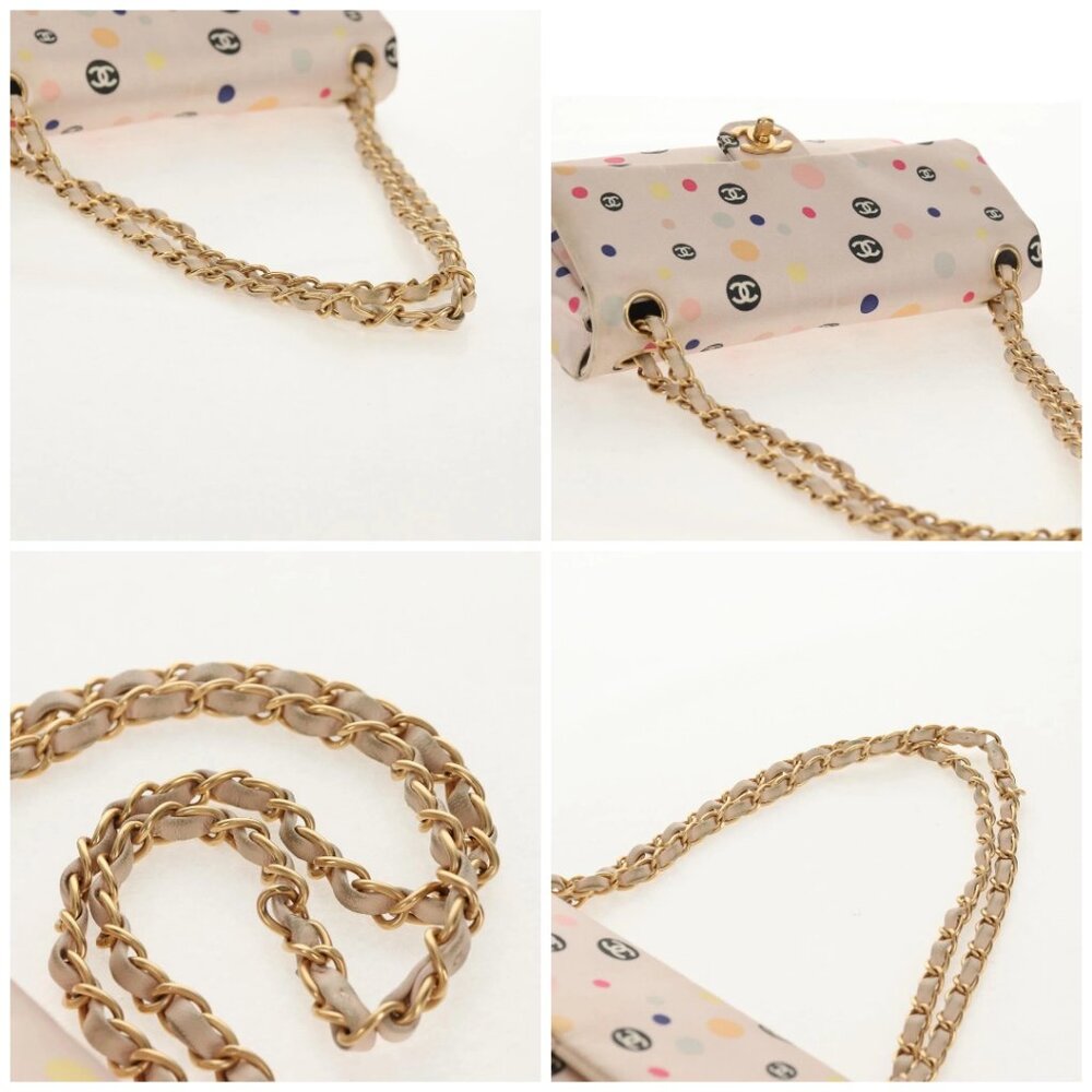 CHANEL Chain Shoulder Bag Satin Pink Gold - Picture 16 of 16